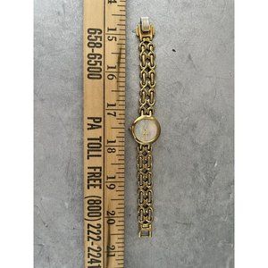 Ladies Mother of Pearl Face Gold Yellow Tone Citizen Quartz Watch lace detailing